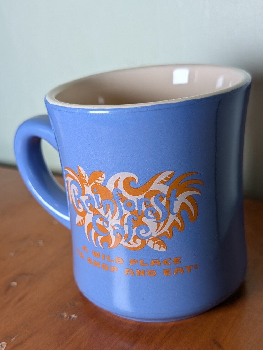 Vintage Rainforest Cafe Blue Retro 90s 1999 Thick Heavy Victor Diner Coffee Mug